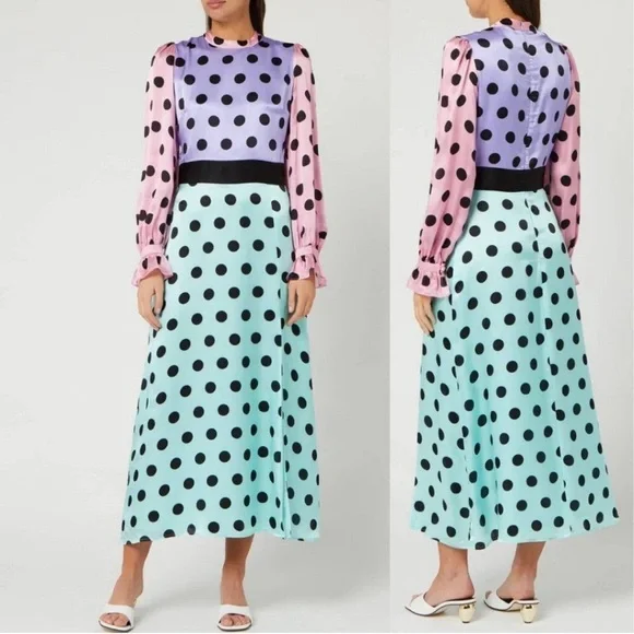 Olivia Rubin Marley Dress Silk Polka Dot Long Sleeve - Picture 5 of 13